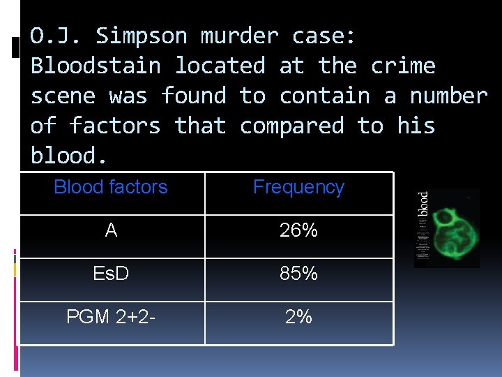 O. J. Simpson murder case: Bloodstain located at the crime scene was found to