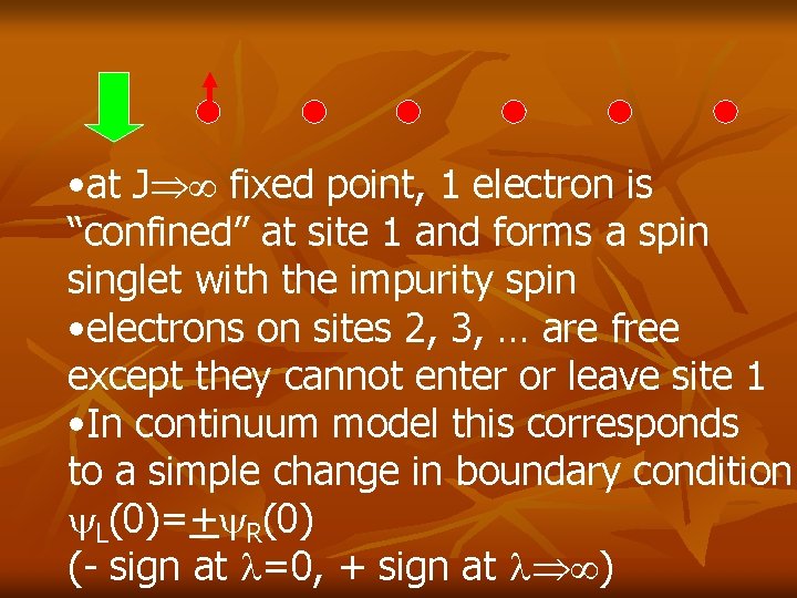 • at J fixed point, 1 electron is “confined” at site 1 and • at J fixed point, 1 electron is “confined” at site 1 and