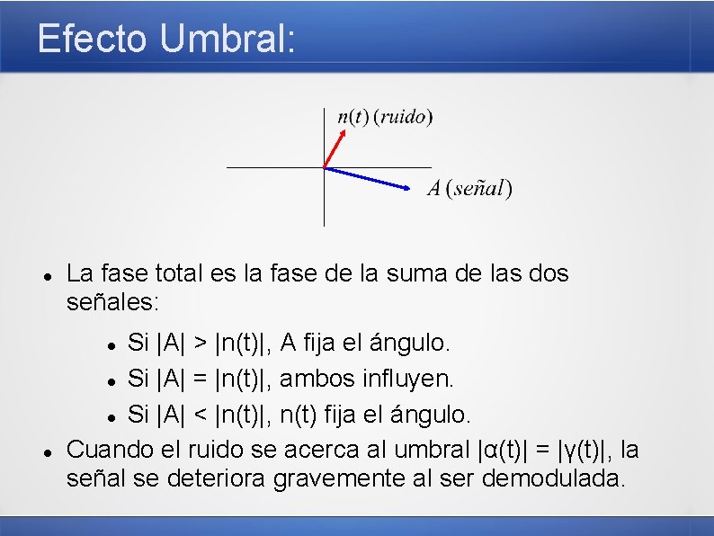 Efecto Umbral: La fase total es la fase de la suma de las dos