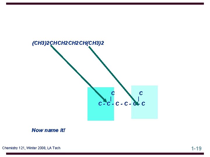 (CH 3)2 CHCH 2 CH(CH 3)2 C C | | C-C-C-C Now name it!