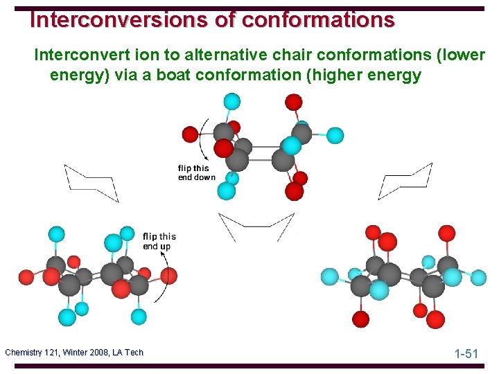 Interconversions of conformations Interconvert ion to alternative chair conformations (lower energy) via a boat