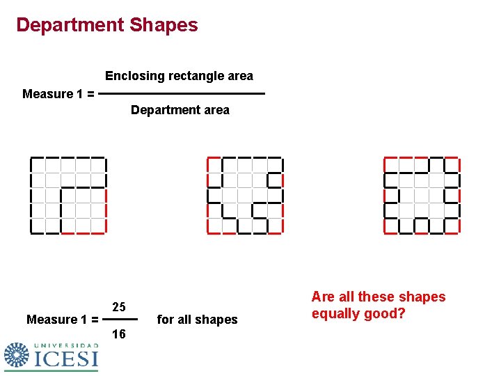 Department Shapes Enclosing rectangle area Measure 1 = Department area Measure 1 = 25 Department Shapes Enclosing rectangle area Measure 1 = Department area Measure 1 = 25