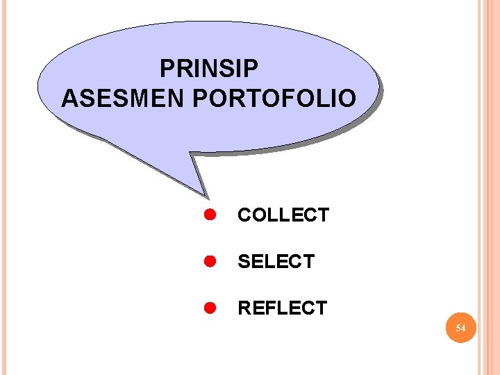 PRINSIP ASESMEN PORTOFOLIO l COLLECT l SELECT l REFLECT 54 