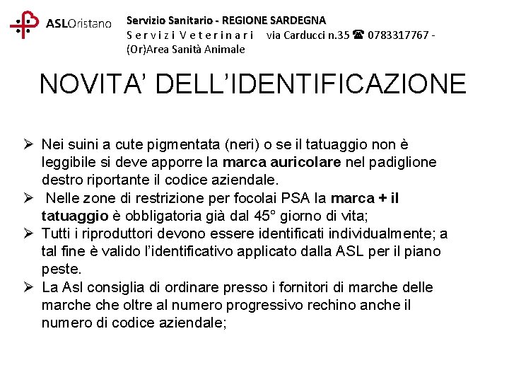 Servizio Sanitario - REGIONE SARDEGNA S e r v i z i V e