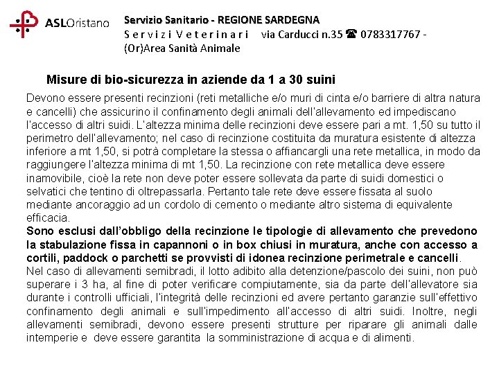 Servizio Sanitario - REGIONE SARDEGNA S e r v i z i V e