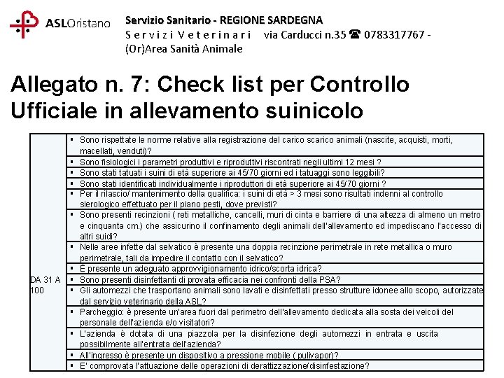 Servizio Sanitario - REGIONE SARDEGNA S e r v i z i V e