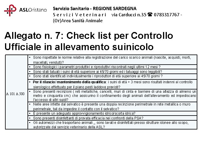 Servizio Sanitario - REGIONE SARDEGNA S e r v i z i V e