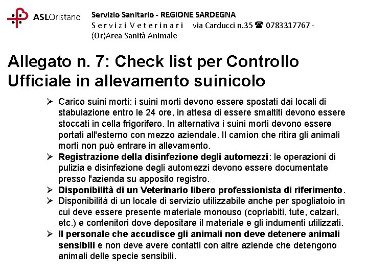 Servizio Sanitario - REGIONE SARDEGNA S e r v i z i V e