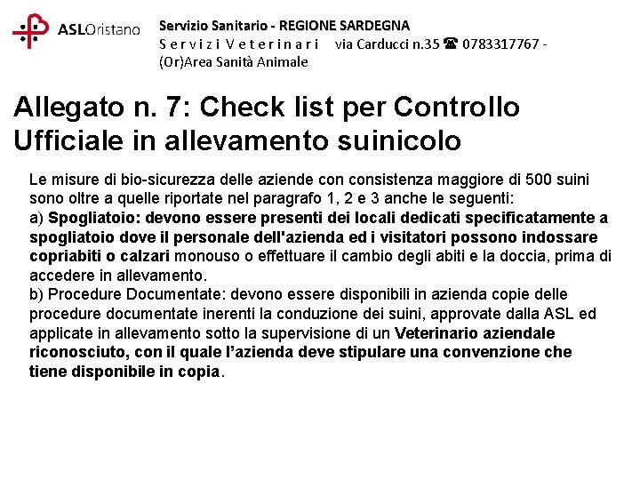 Servizio Sanitario - REGIONE SARDEGNA S e r v i z i V e