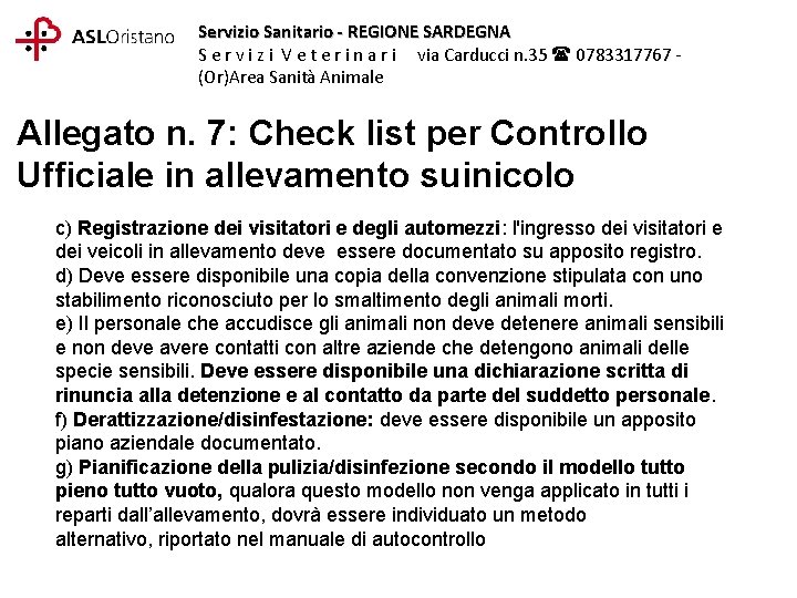 Servizio Sanitario - REGIONE SARDEGNA S e r v i z i V e