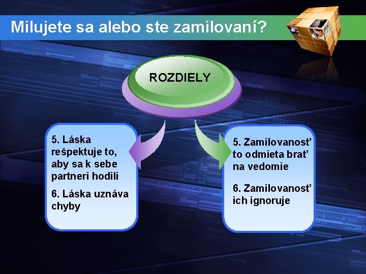 Milujete sa alebo ste zamilovaní? ROZDIELY 5. Láska rešpektuje to, aby sa k sebe