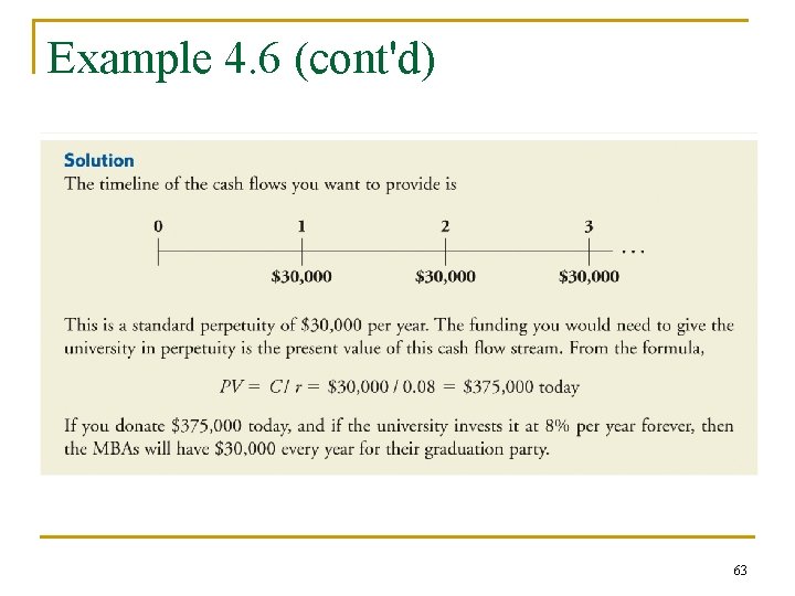 Example 4. 6 (cont'd) 63 