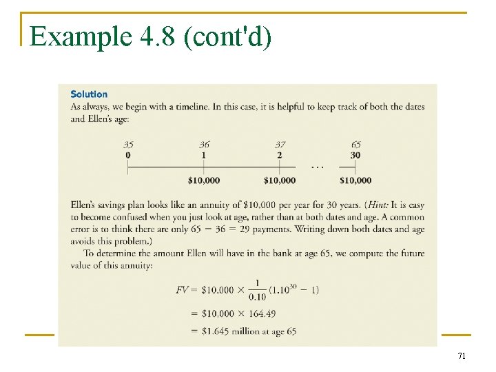 Example 4. 8 (cont'd) 71 