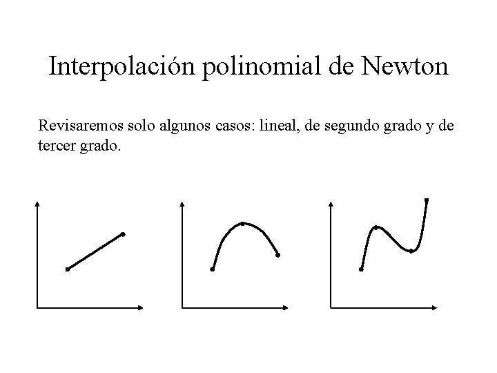Interpolación polinomial de Newton Revisaremos solo algunos casos: lineal, de segundo grado y de