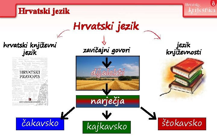 Hrvatski jezik hrvatski književni jezik zavičajni govori jezik književnosti dijalekti narječja čakavsko kajkavsko štokavsko Hrvatski jezik hrvatski književni jezik zavičajni govori jezik književnosti dijalekti narječja čakavsko kajkavsko štokavsko