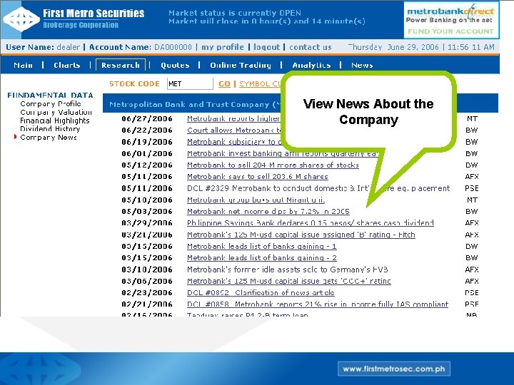 View News About the Company 