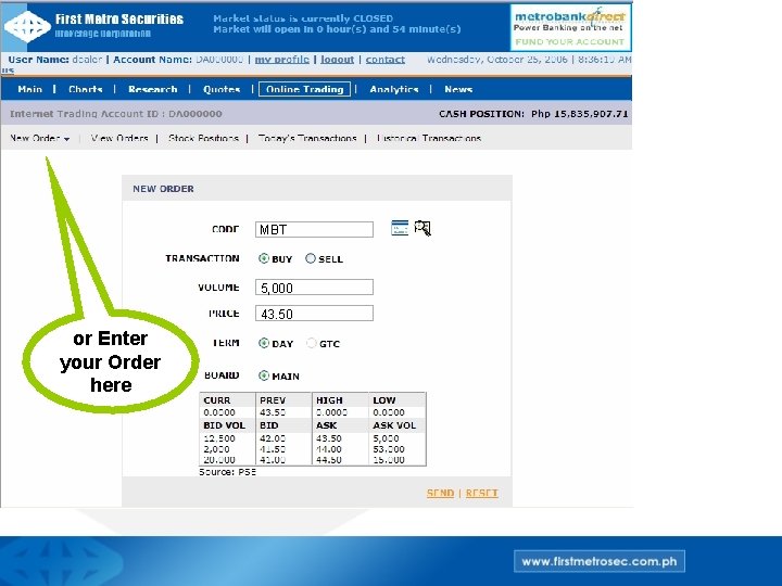 MBT 5, 000 43. 50 or Enter your Order here 