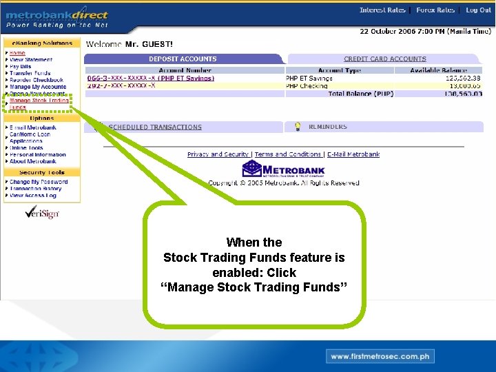 When the Stock Trading Funds feature is enabled: Click “Manage Stock Trading Funds” 