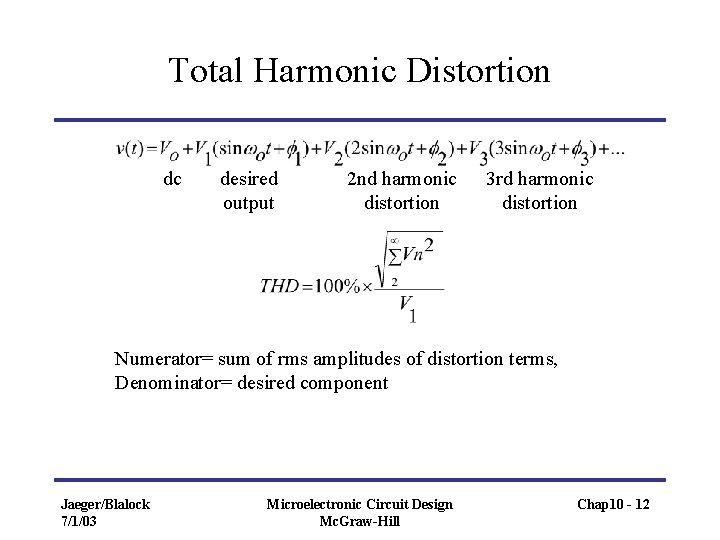 Total Harmonic Distortion dc desired output 2 nd harmonic distortion 3 rd harmonic distortion