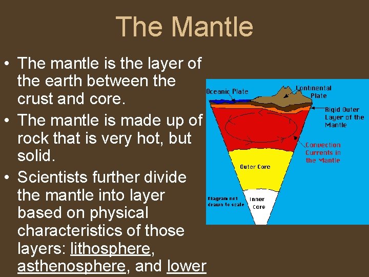 The Mantle • The mantle is the layer of the earth between the crust