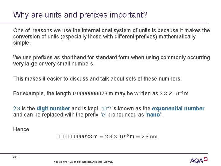 Why are units and prefixes important? One of reasons we use the international system Why are units and prefixes important? One of reasons we use the international system