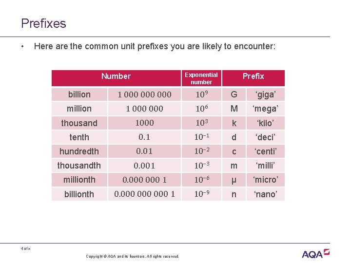 Prefixes • Here are the common unit prefixes you are likely to encounter: Exponential Prefixes • Here are the common unit prefixes you are likely to encounter: Exponential