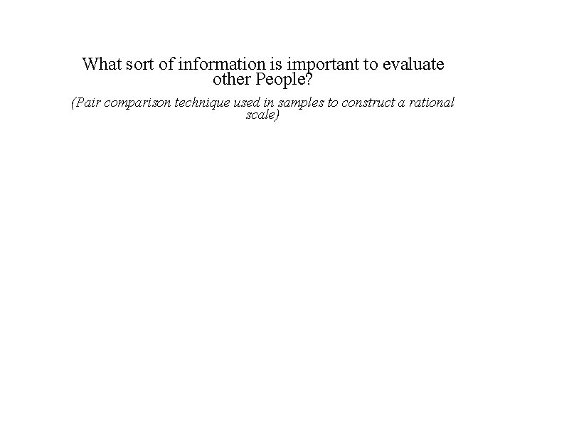 What sort of information is important to evaluate other People? (Pair comparison technique used