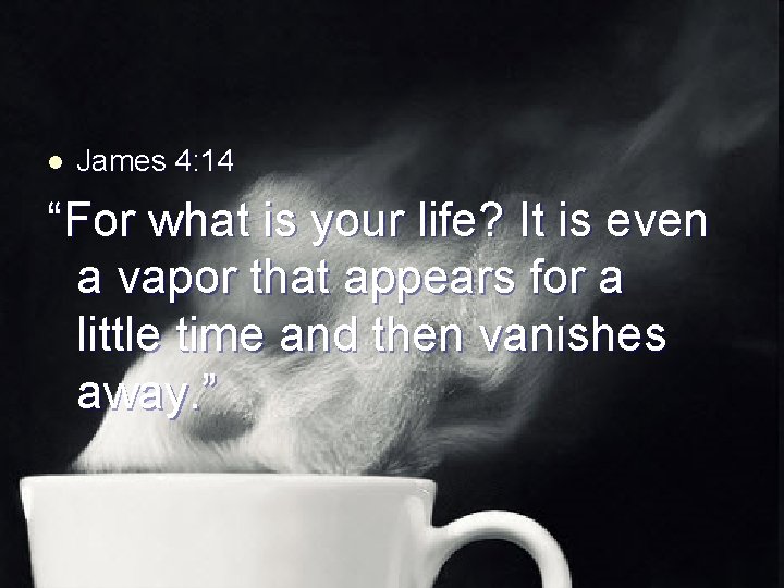 l James 4: 14 “For what is your life? It is even a vapor