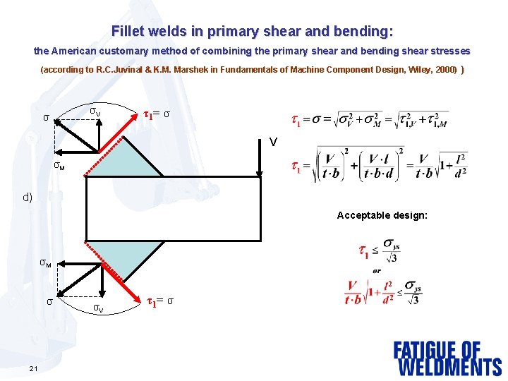 Fillet welds in primary shear and bending: the American customary method of combining the