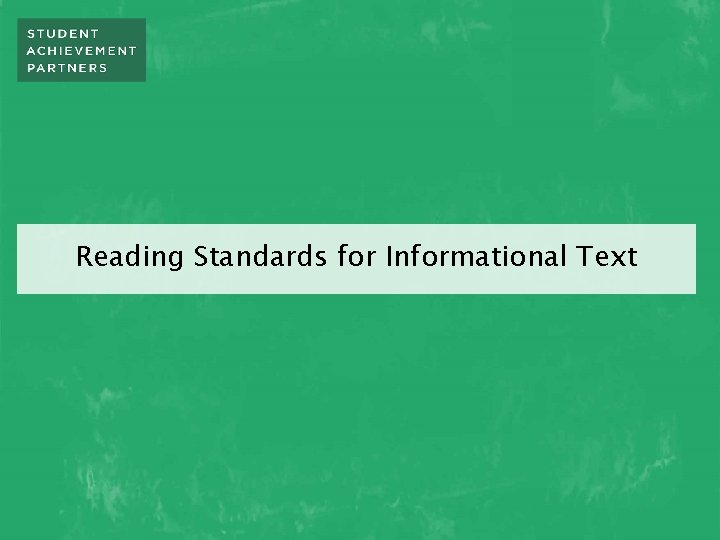 Reading Standards for Informational Text 