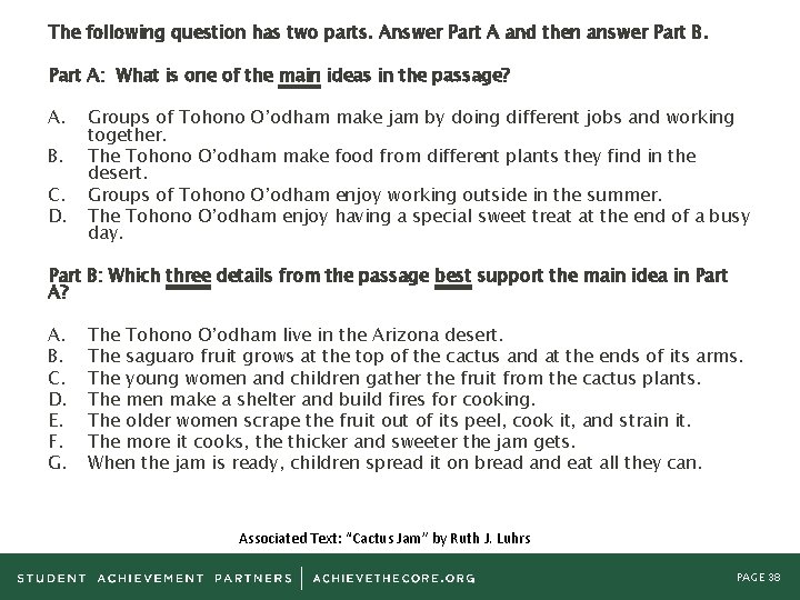 The following question has two parts. Answer Part A and then answer Part B.