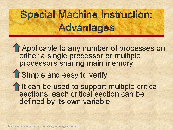 Special Machine Instruction: Advantages n Applicable to any number of processes on either a