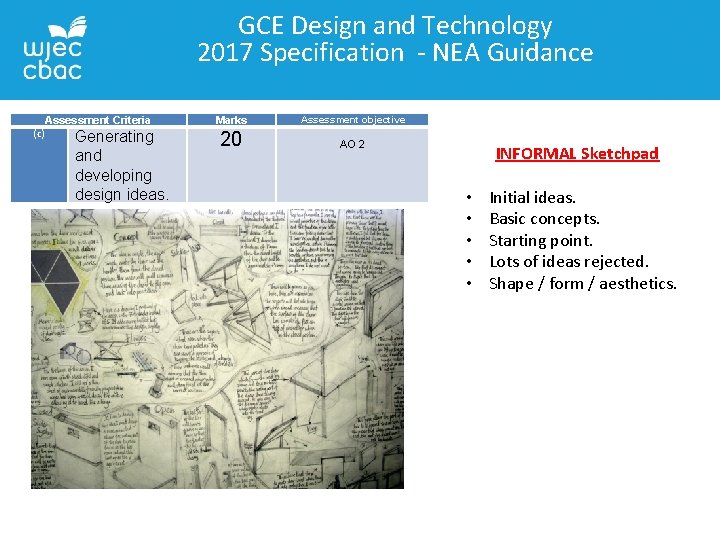 GCE Design and Technology 2017 Specification - NEA Guidance Assessment Criteria (c) Generating and