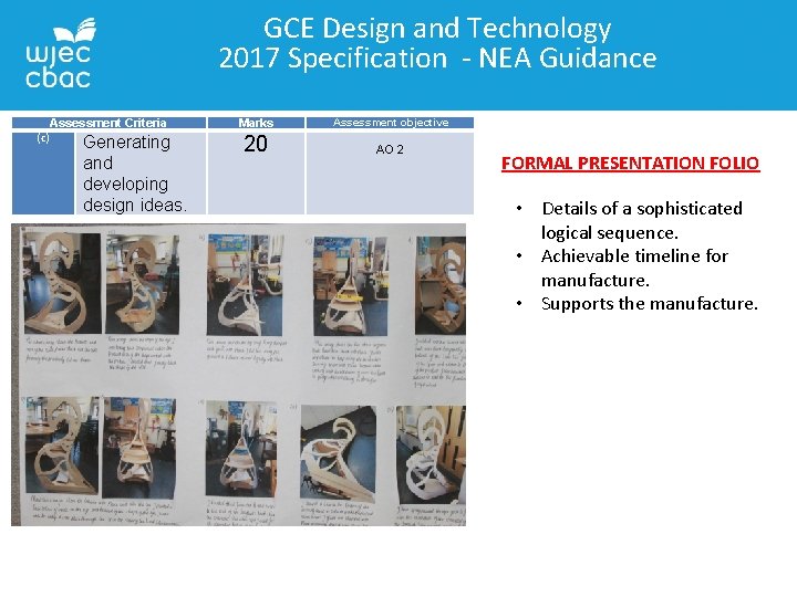 GCE Design and Technology 2017 Specification - NEA Guidance Assessment Criteria (c) Generating and