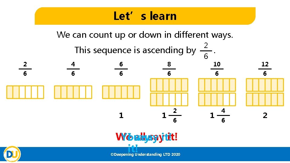 Let’s learn We can count up or down in different ways. This sequence is