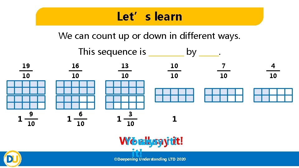 Let’s learn We can count up or down in different ways. This sequence is