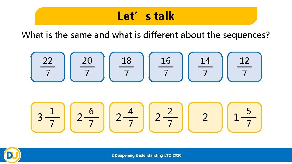 Let’s talk What is the same and what is different about the sequences? 22