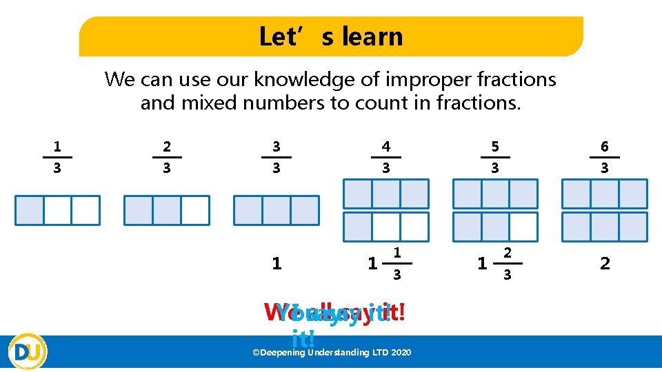 Let’s learn We can use our knowledge of improper fractions and mixed numbers to