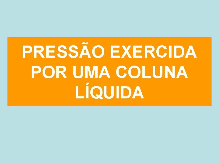 PRESSÃO EXERCIDA POR UMA COLUNA LÍQUIDA 