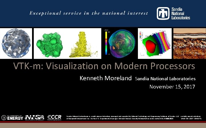 Vtkm Examples VTKm Visualization on Modern Processors Kenneth Moreland Sandia