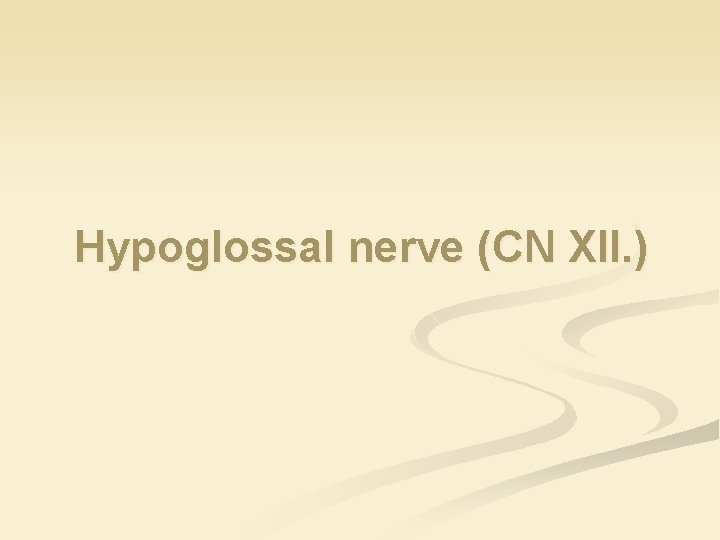 Hypoglossal nerve (CN XII. ) 