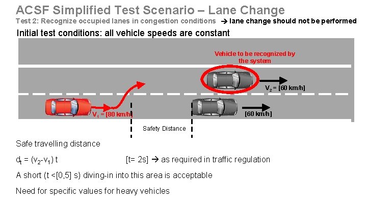 ACSF Simplified Test Scenario – Lane Change Test 2: Recognize occupied lanes in congestion