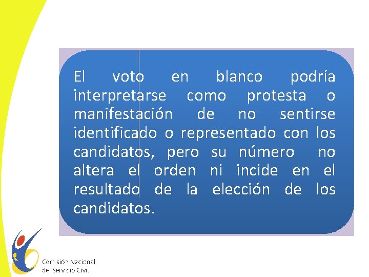 El voto en blanco podría interpretarse como protesta o manifestación de no sentirse identificado