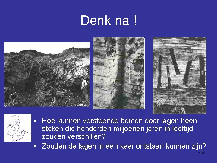 Denk na ! • Hoe kunnen versteende bomen door lagen heen steken die honderden