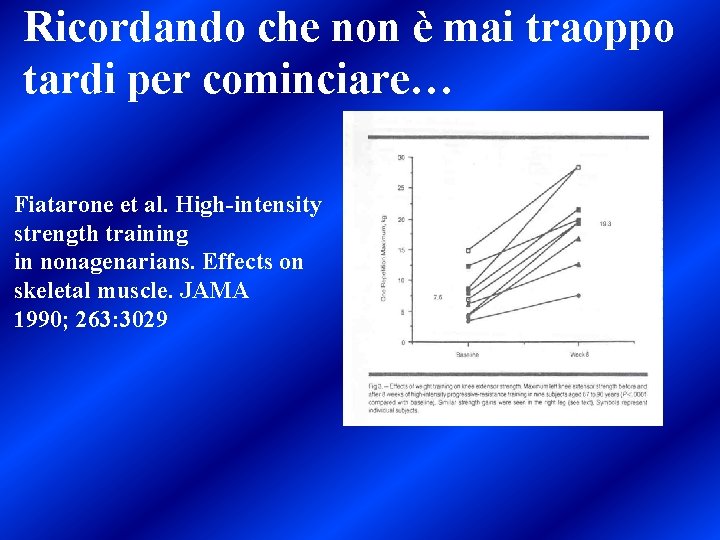 Ricordando che non è mai traoppo tardi per cominciare… Fiatarone et al. High-intensity strength