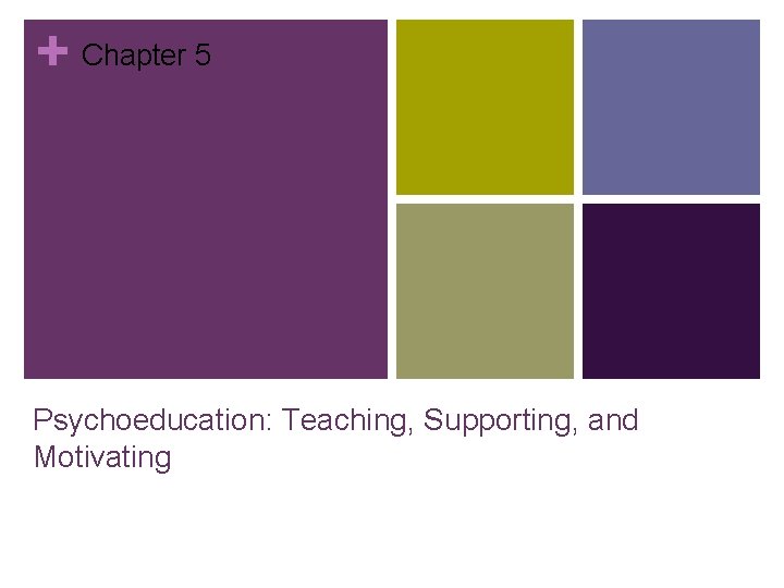 + Chapter 5 Psychoeducation: Teaching, Supporting, and Motivating 