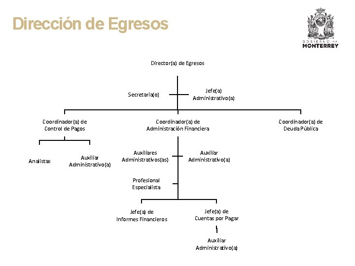 Dirección de Egresos Director(a) de Egresos Secretaria(o) Coordinador(a) de Control de Pagos Analistas Auxiliar