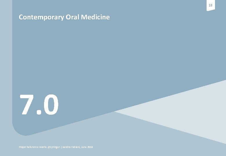 18 Contemporary Oral Medicine 7. 0 Major Reference Works @Springer | Sandra Fabiani, June