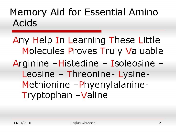 Memory Aid for Essential Amino Acids Any Help In Learning These Little Molecules Proves