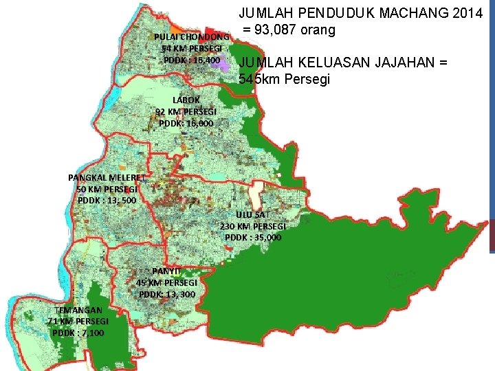 PULAI CHONDONG 54 KM PERSEGI PDDK : 16, 400 PETA JUMLAH PENDUDUK MACHANG 2014